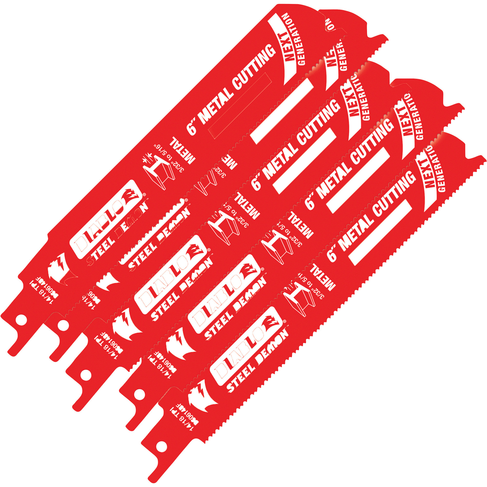 Diablo Steel Demon Reciprocating Saw Blades, 5-Pk., 6in.L, 14/18 TPI, Model# DS0614BF5